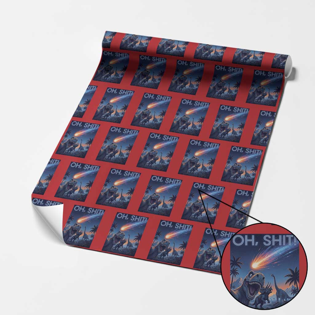 Funny Dinosaur Meteorite Wrapping Paper Roll Astronomy Lover Gift