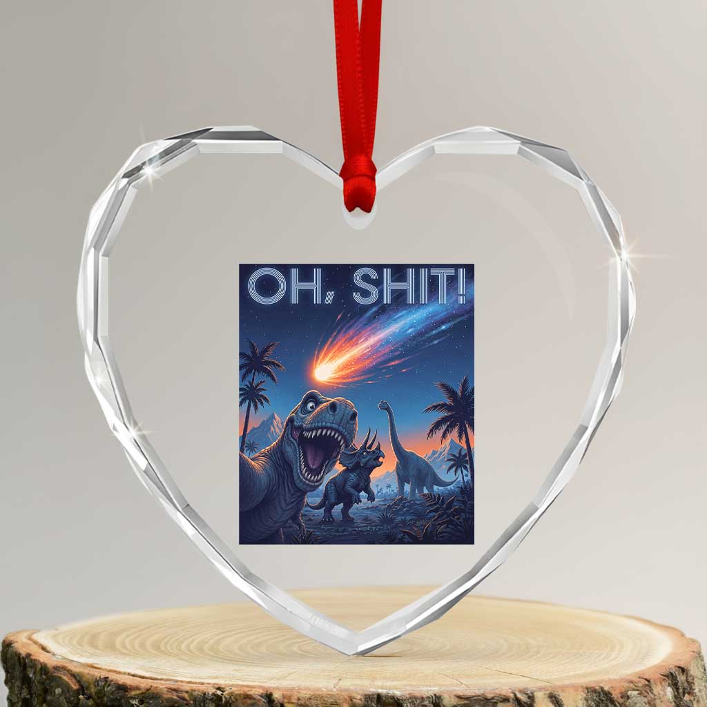 Funny Dinosaur Meteorite Heart Crystal Glass Ornament Astronomy Lover Gift