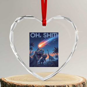 Funny Dinosaur Meteorite Heart Crystal Glass Ornament Astronomy Lover Gift