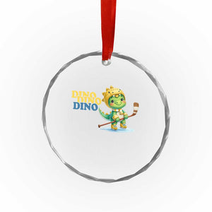 Funny Dinosaur Playing Ice Hockey Crystal Glass Ornament Gift For Dino Lovers TS12 Print Your Wear