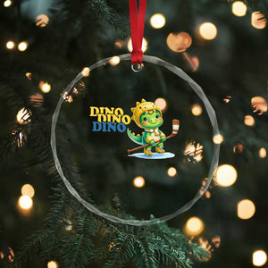 Funny Dinosaur Playing Ice Hockey Crystal Glass Ornament Gift For Dino Lovers TS12 Print Your Wear