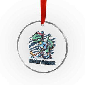 Funny Dinosaur Playing Ice Hockey Crystal Glass Ornament Hockeysaurus Gift For Kids TS12 Print Your Wear
