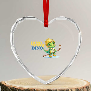 Funny Dinosaur Playing Ice Hockey Heart Crystal Glass Ornament Gift For Dino Lovers TS12 Transparent Glass 3'' Heart Print Your Wear