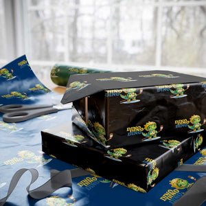 Funny Dinosaur Playing Ice Hockey Wrapping Paper Roll Gift For Dino Lovers TS12 Black Print Your Wear