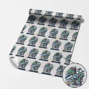 Funny Dinosaur Playing Ice Hockey Wrapping Paper Roll Hockeysaurus Gift For Kids TS12 Christmas Plaid Print Your Wear