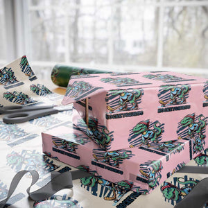 Funny Dinosaur Playing Ice Hockey Wrapping Paper Roll Hockeysaurus Gift For Kids TS12 Light Pink Print Your Wear