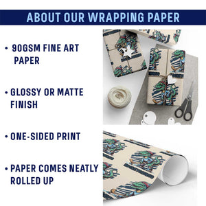 Funny Dinosaur Playing Ice Hockey Wrapping Paper Roll Hockeysaurus Gift For Kids TS12 Print Your Wear