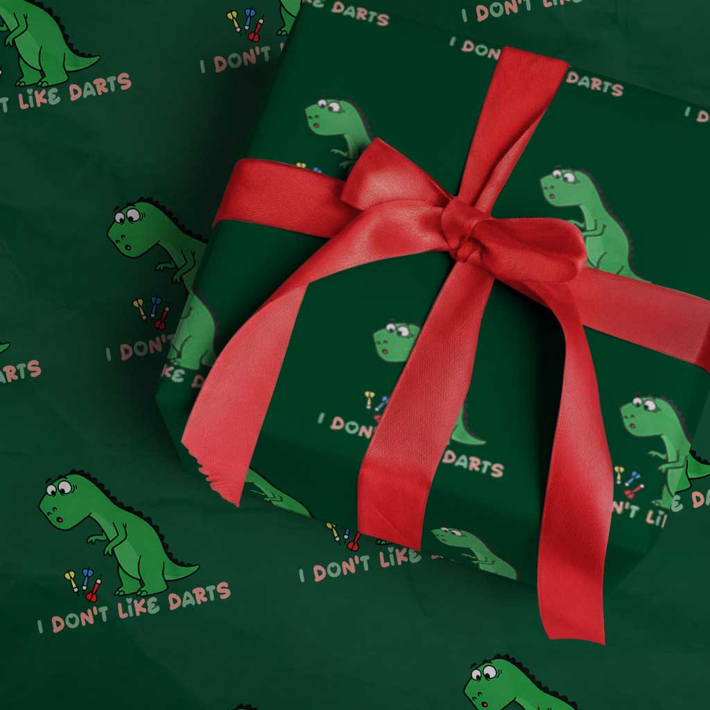 Funny Dinosaur Short Arms Problem Wrapping Paper Roll I Do Not Like Darts TS12 Green Print Your Wear