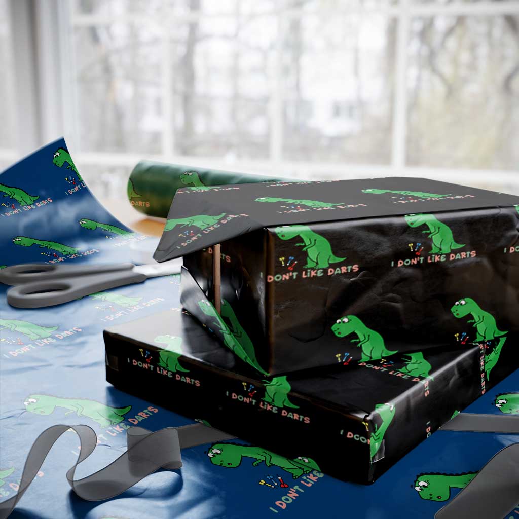 Funny Dinosaur Short Arms Problem Wrapping Paper Roll I Do Not Like Darts TS12 Black Print Your Wear