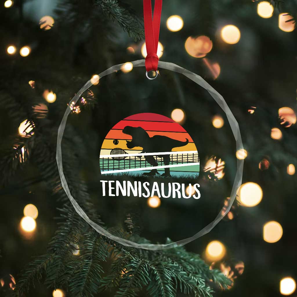 Funny Dinosaur Tennis Player Gift Crystal Glass Ornament Tennisaurus TS12 Print Your Wear