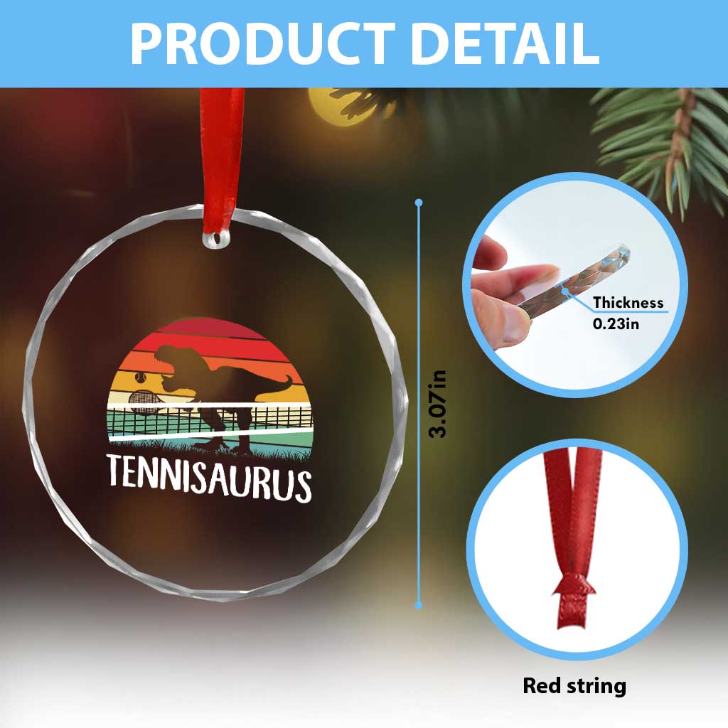 Funny Dinosaur Tennis Player Gift Crystal Glass Ornament Tennisaurus TS12 Print Your Wear