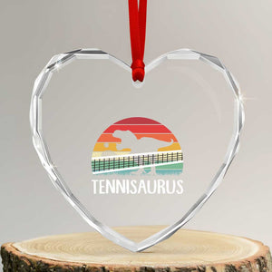 Funny Dinosaur Tennis Player Gift Heart Crystal Glass Ornament Tennisaurus TS12 Transparent Glass 3'' Heart Print Your Wear