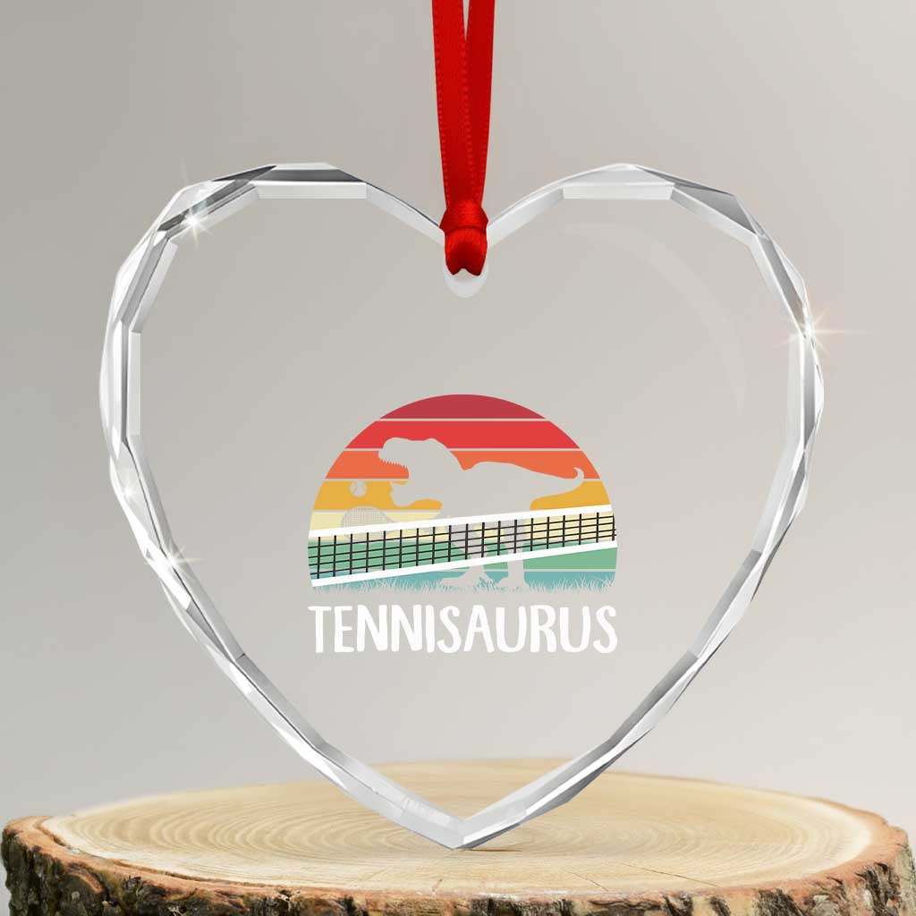 Funny Dinosaur Tennis Player Gift Heart Crystal Glass Ornament Tennisaurus TS12 Transparent Glass 3'' Heart Print Your Wear