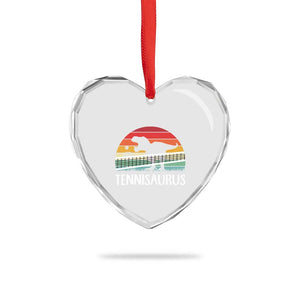 Funny Dinosaur Tennis Player Gift Heart Crystal Glass Ornament Tennisaurus TS12 Print Your Wear