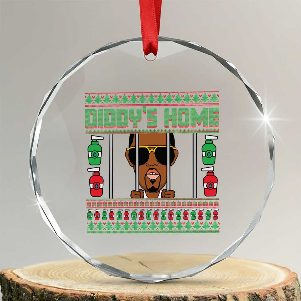 Funny Dirty Christmas Diddy's Home Diddy Party Crystal Glass Ornament TS09 Transparent Glass 3'' Circle Print Your Wear