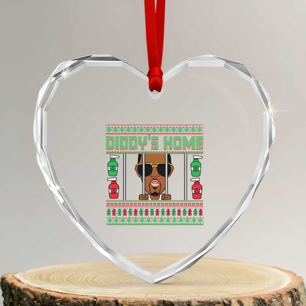 Funny Dirty Christmas Diddy's Home Diddy Party Heart Crystal Glass Ornament TS09 Transparent Glass 3'' Heart Print Your Wear