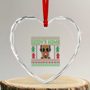 Funny Dirty Christmas Diddy's Home Diddy Party Heart Crystal Glass Ornament TS09 Transparent Glass 3'' Heart Print Your Wear