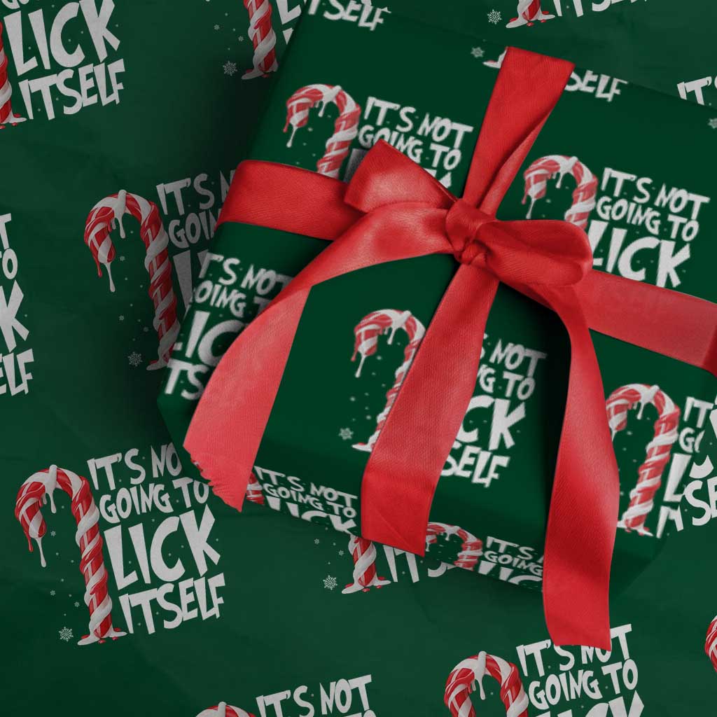 Funny Dirty Christmas Wrapping Paper Roll It's Not Going To Lick Itself Adult Humor Cringe Candy Cane TS10 Green Print Your Wear