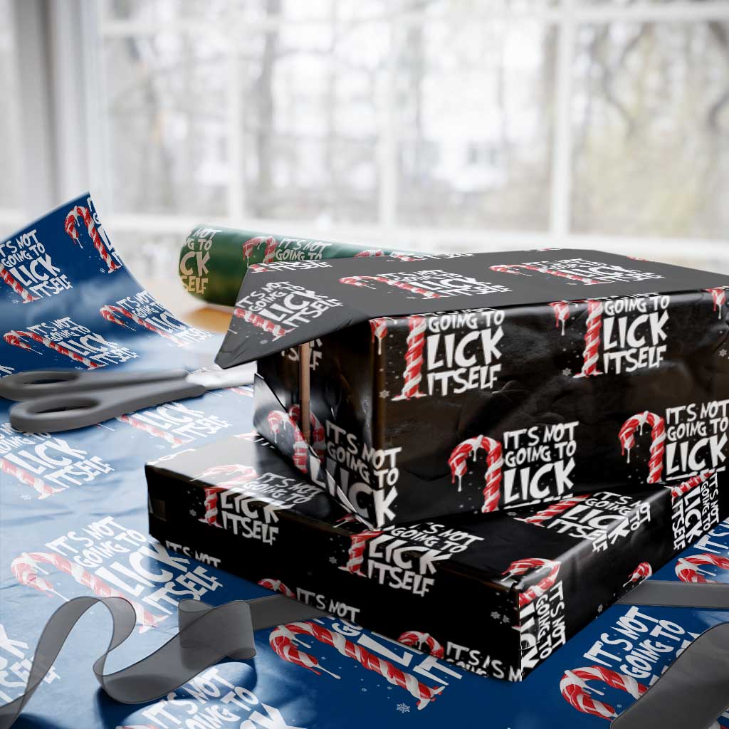 Funny Dirty Christmas Wrapping Paper Roll It's Not Going To Lick Itself Adult Humor Cringe Candy Cane TS10 Black Print Your Wear