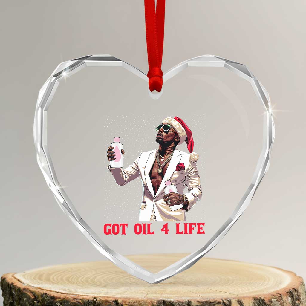 Funny Dirty Hiphop Xmas Heart Crystal Glass Ornament Got Oil 4 Life Diddy Party TS09 Transparent Glass 3'' Heart Print Your Wear