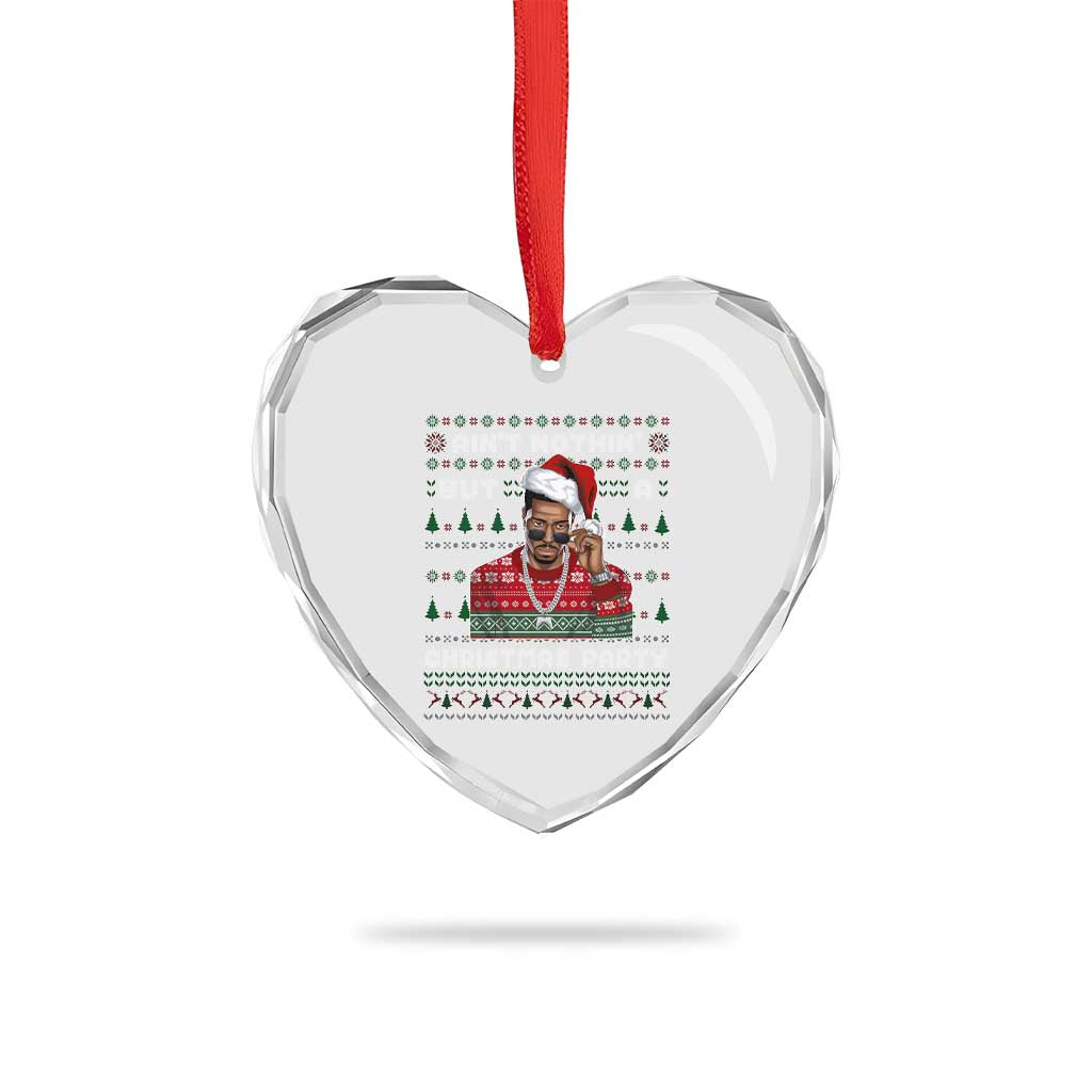 Funny Dirty Santa Diddy Christmas Heart Crystal Glass Ornament Ain't Nothin' But A Christmas Party Santa TS11 Print Your Wear