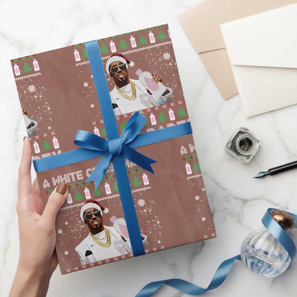 Funny Dirty Santa Diddy Christmas Wrapping Paper Roll A White Xmas Diddy Party Snowflake TS11 Mocha Print Your Wear