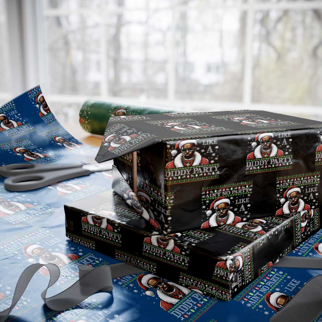 Funny Dirty Santa Diddy Christmas Wrapping Paper Roll Ain't No Party Like A Diddy Party TS11 Black Print Your Wear