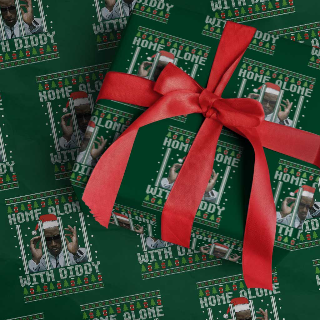 Funny Dirty Santa Diddy Christmas Wrapping Paper Roll Home Alone With Diddy TS11 Green Print Your Wear