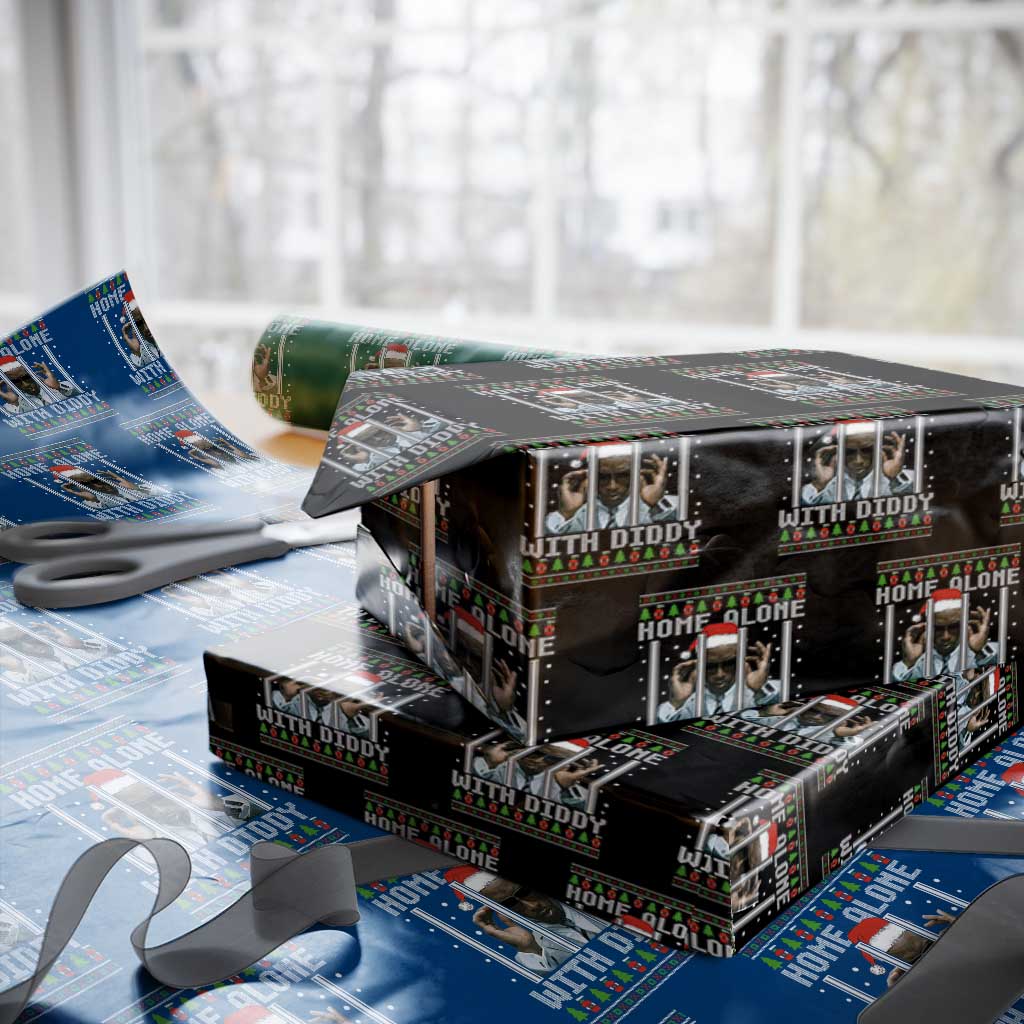 Funny Dirty Santa Diddy Christmas Wrapping Paper Roll Home Alone With Diddy TS11 Black Print Your Wear