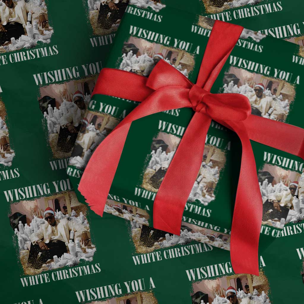 Funny Dirty Santa Diddy Christmas Wrapping Paper Roll Wishing You A White Christmas Santa Hat TS11 Green Print Your Wear