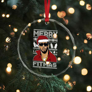 Funny Dirty Santa Diddy Merry Fitmas Crystal Glass Ornament TS11 Print Your Wear