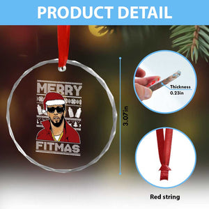 Funny Dirty Santa Diddy Merry Fitmas Crystal Glass Ornament TS11 Print Your Wear
