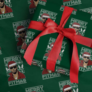 Funny Dirty Santa Diddy Merry Fitmas Wrapping Paper Roll TS11 Green Print Your Wear