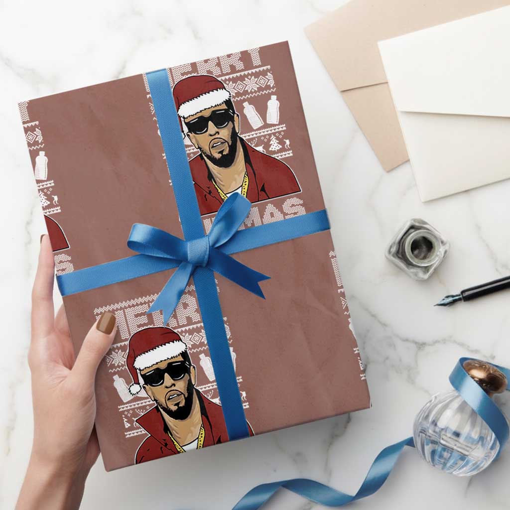 Funny Dirty Santa Diddy Merry Fitmas Wrapping Paper Roll TS11 Mocha Print Your Wear