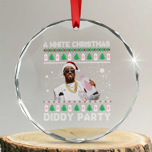 Funny Dirty Santa Diddy Xmas Crystal Glass Ornament A White Xmas Diddy Party Snowflake TS11 Transparent Glass 3'' Circle Print Your Wear