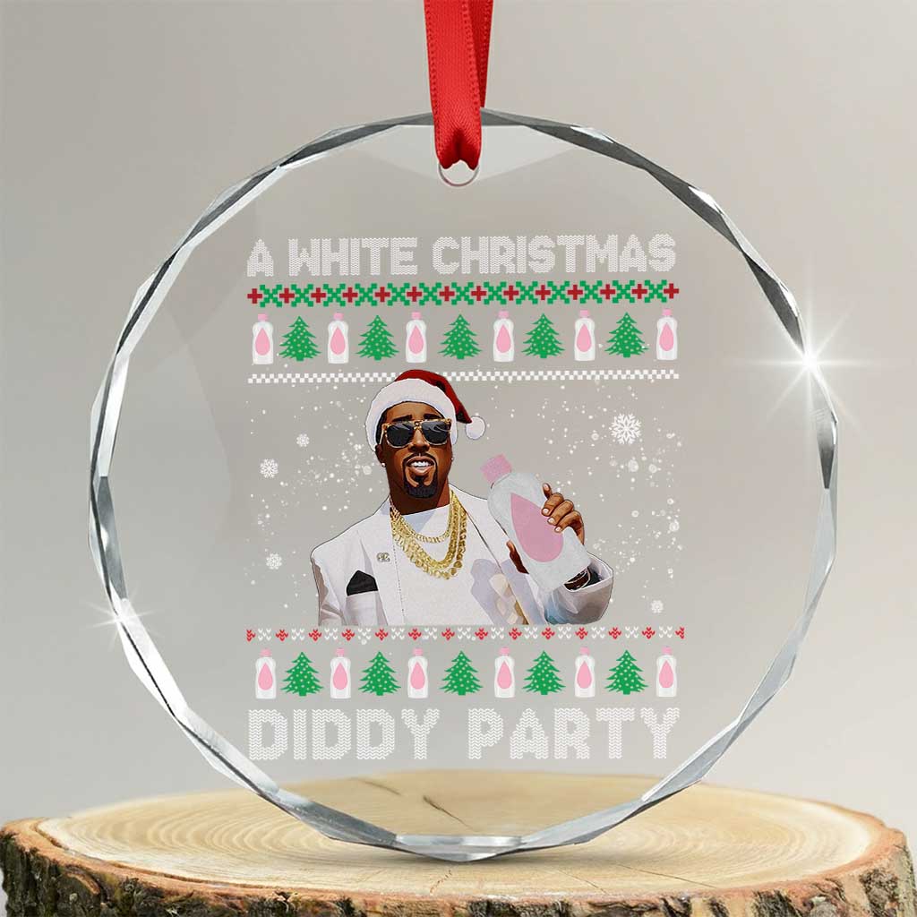 Funny Dirty Santa Diddy Xmas Crystal Glass Ornament A White Xmas Diddy Party Snowflake TS11 Transparent Glass 3'' Circle Print Your Wear