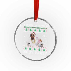 Funny Dirty Santa Diddy Xmas Crystal Glass Ornament A White Xmas Diddy Party Snowflake TS11 Print Your Wear