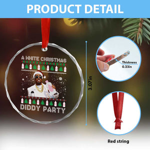 Funny Dirty Santa Diddy Xmas Crystal Glass Ornament A White Xmas Diddy Party Snowflake TS11 Print Your Wear