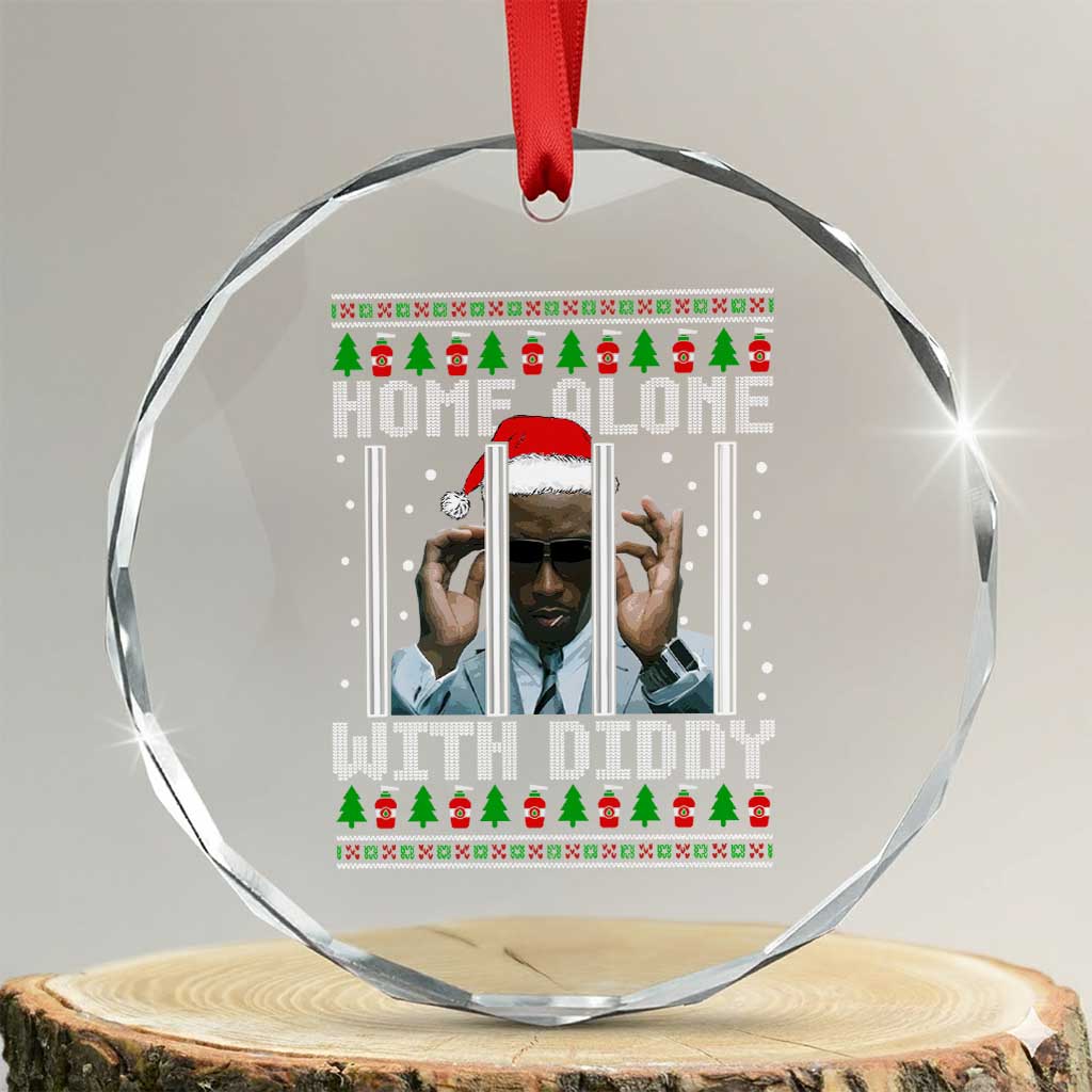 Funny Dirty Santa Diddy Xmas Crystal Glass Ornament Home Alone With Diddy TS11 Transparent Glass 3'' Circle Print Your Wear