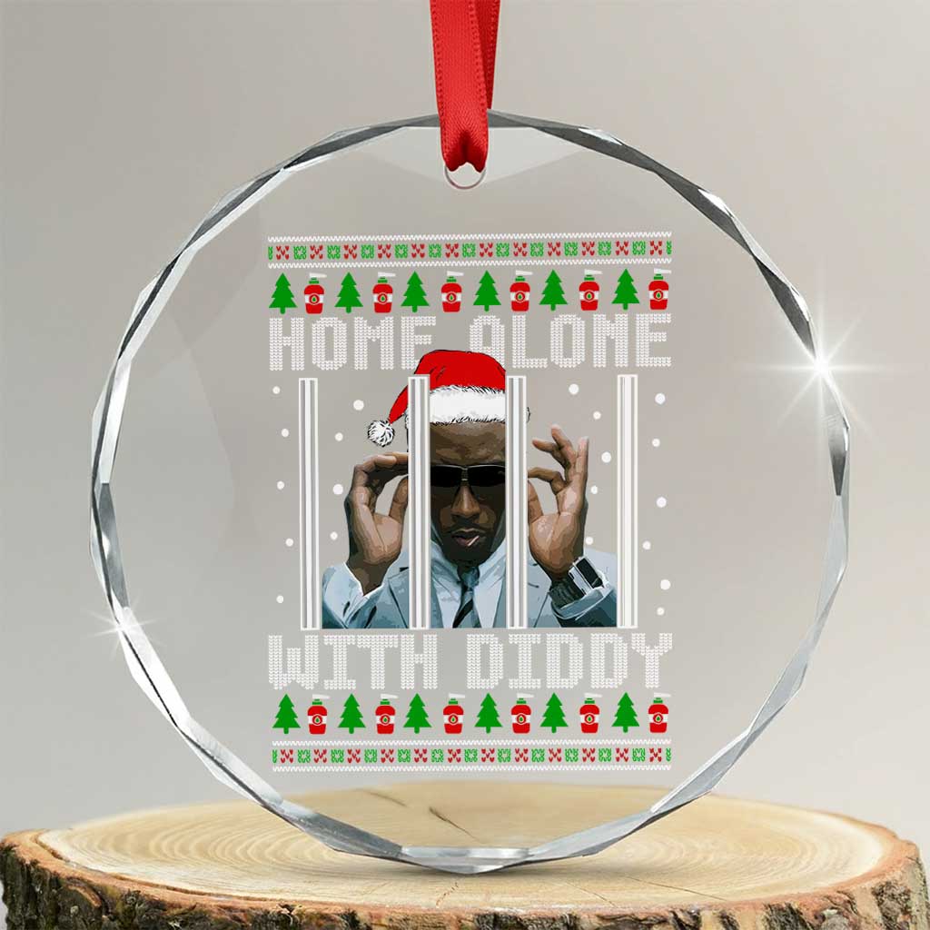 Funny Dirty Santa Diddy Xmas Crystal Glass Ornament Home Alone With Diddy TS11 Transparent Glass 3'' Circle Print Your Wear