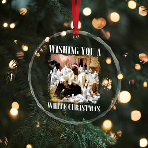 Funny Dirty Santa Diddy Xmas Crystal Glass Ornament Wishing You A White Xmas Santa Hat TS11 Print Your Wear