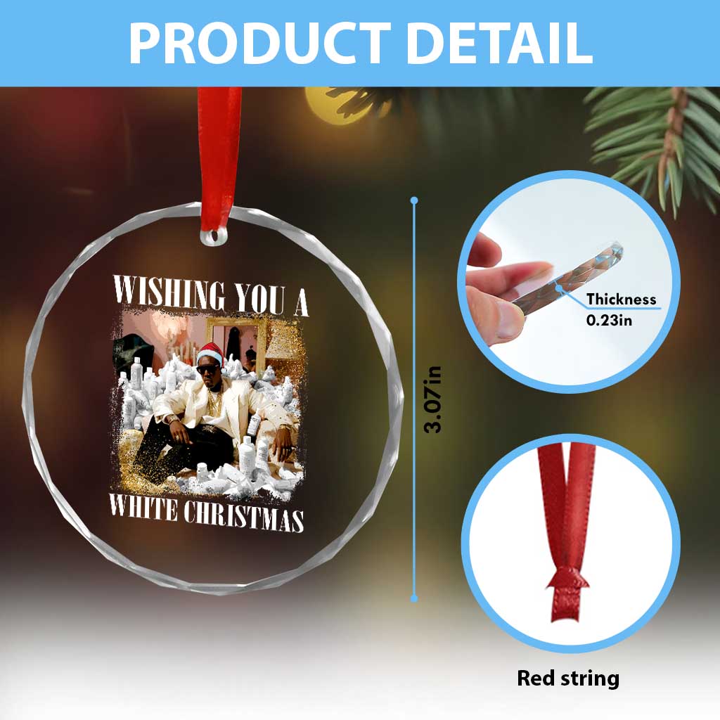 Funny Dirty Santa Diddy Xmas Crystal Glass Ornament Wishing You A White Xmas Santa Hat TS11 Print Your Wear