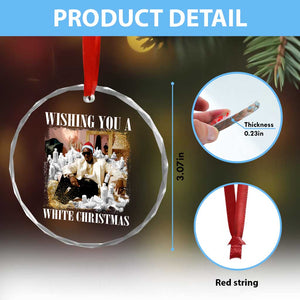 Funny Dirty Santa Diddy Xmas Crystal Glass Ornament Wishing You A White Xmas Santa Hat TS11 Print Your Wear