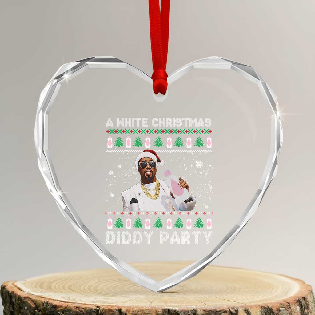 Funny Dirty Santa Diddy Xmas Heart Crystal Glass Ornament A White Xmas Diddy Party Snowflake TS11 Transparent Glass 3'' Heart Print Your Wear