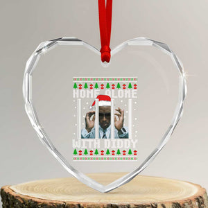 Funny Dirty Santa Diddy Xmas Heart Crystal Glass Ornament Home Alone With Diddy TS11 Transparent Glass 3'' Heart Print Your Wear