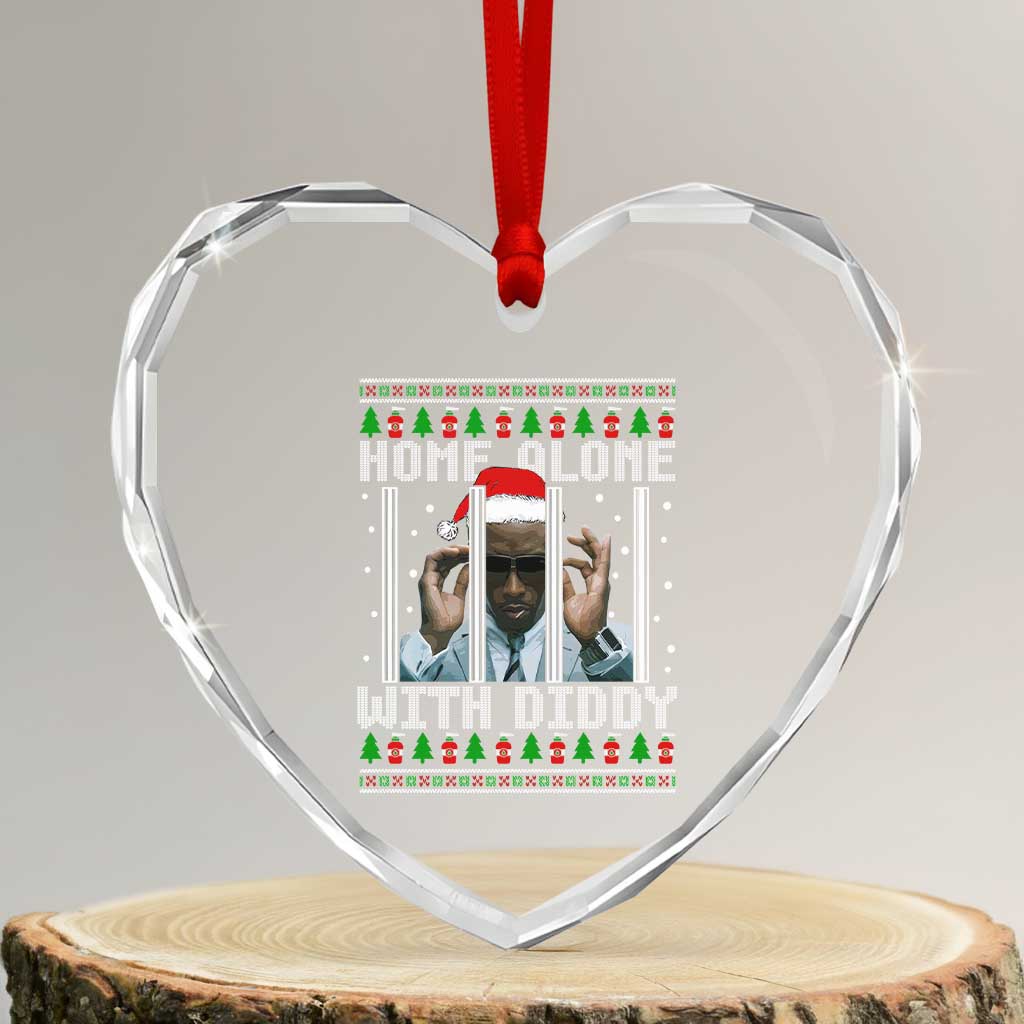 Funny Dirty Santa Diddy Xmas Heart Crystal Glass Ornament Home Alone With Diddy TS11 Transparent Glass 3'' Heart Print Your Wear