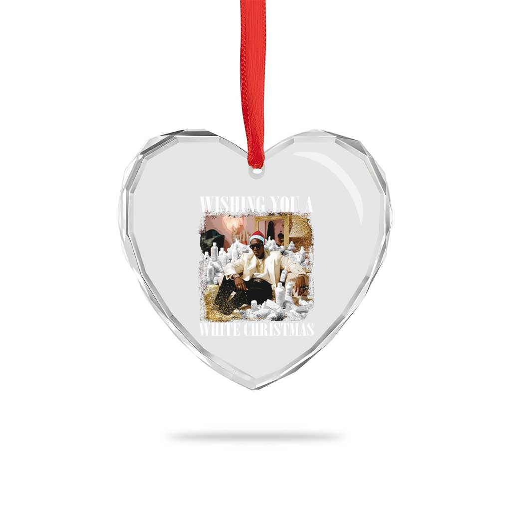 Funny Dirty Santa Diddy Xmas Heart Crystal Glass Ornament Wishing You A White Xmas Santa Hat TS11 Print Your Wear