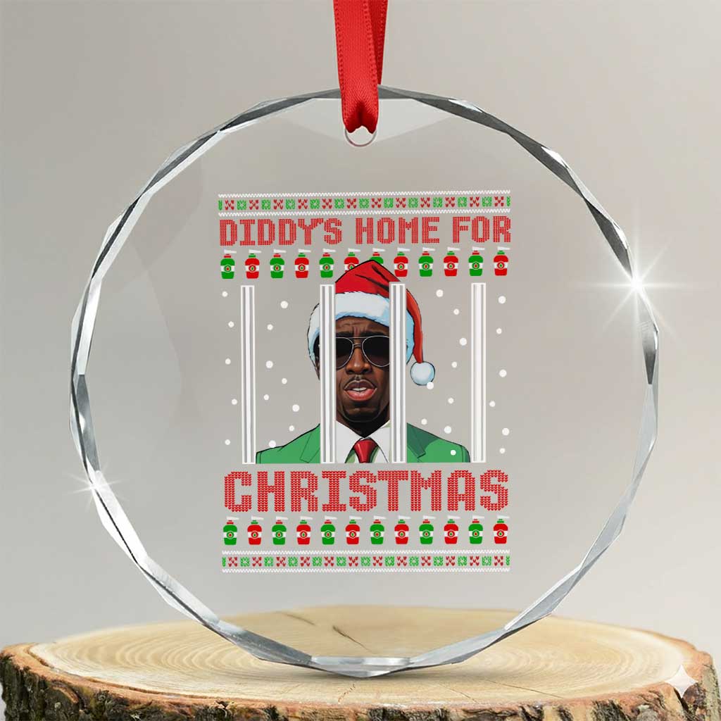Funny Dirty Xmas Crystal Glass Ornament Diddy's Home For Christmas Diddy Party TS09 Transparent Glass 3'' Circle Print Your Wear