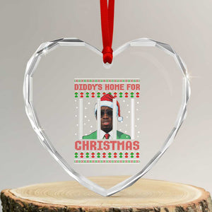 Funny Dirty Xmas Heart Crystal Glass Ornament Diddy's Home For Christmas Diddy Party TS09 Transparent Glass 3'' Heart Print Your Wear