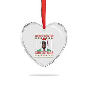 Funny Dirty Xmas Heart Crystal Glass Ornament Diddy's Home For Christmas Diddy Party TS09 Print Your Wear